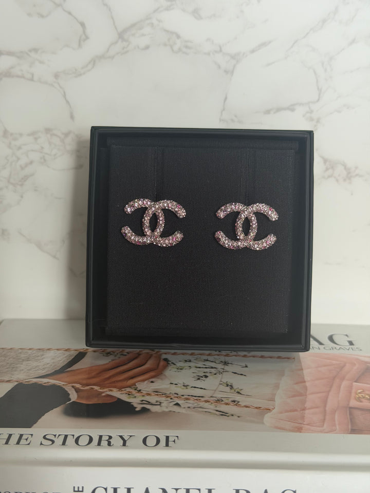 CHANEL 26A 2026 Pink Multi coloured Crystal Earrings 2 cms