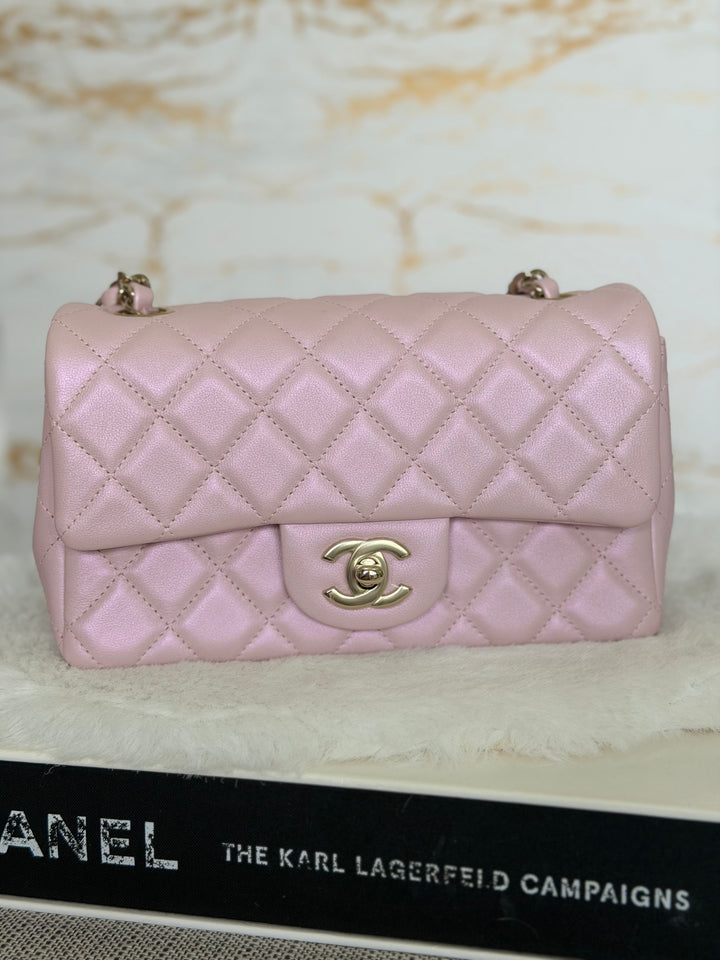 CHANEL 21S Light Pink Calf Skin LGHW Mini rectangular flap bag series 31 2021 *super rare*
