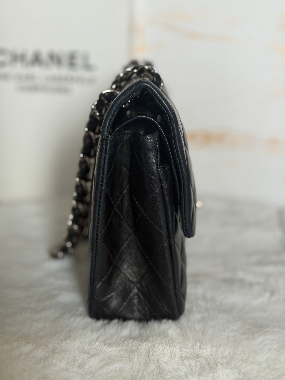 CHANEL series 12 Black Lambskin SHW Medium ML Timeless Classic Double Flap Bag 2011