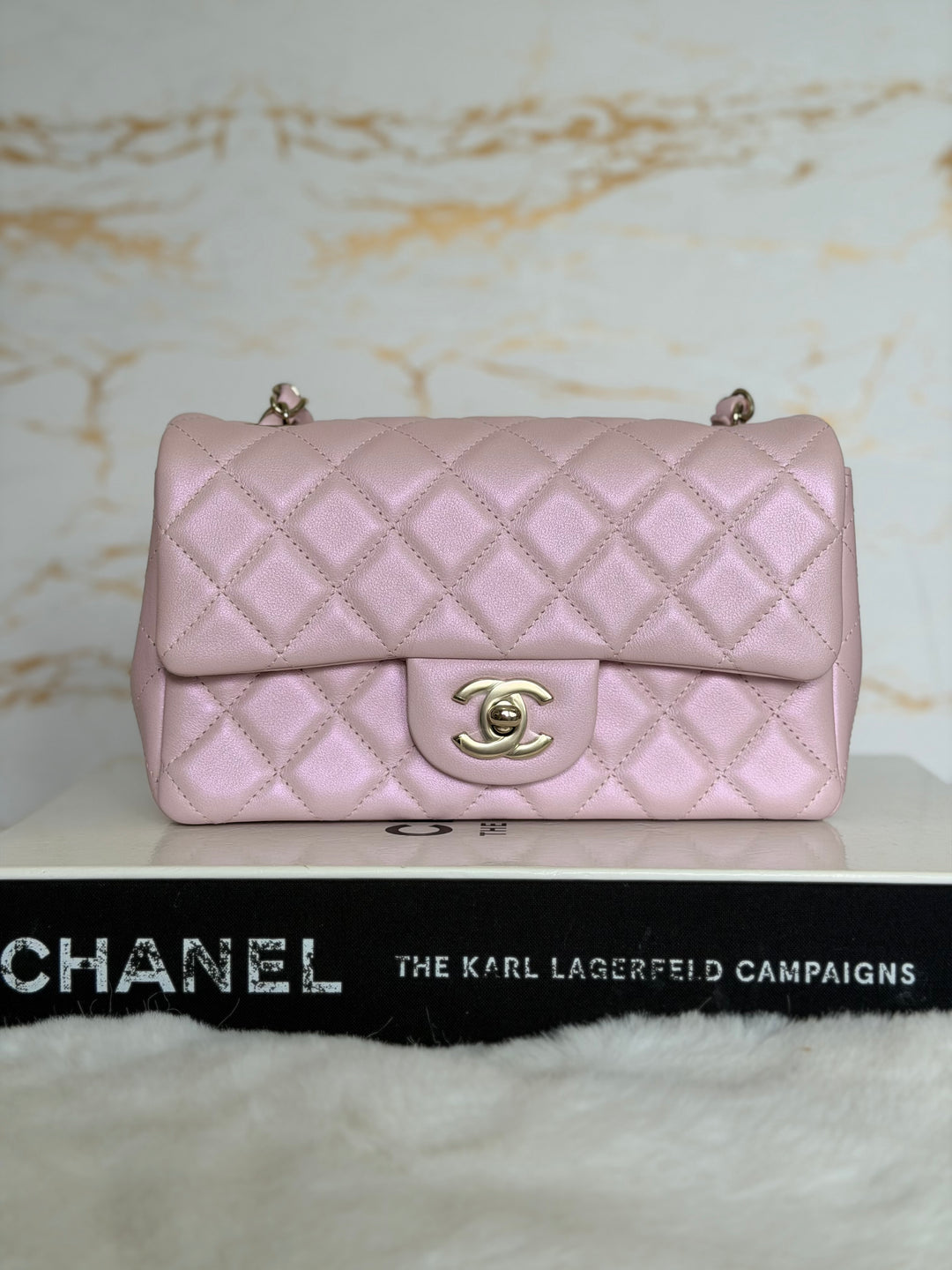 CHANEL 21S Light Pink Calf Skin LGHW Mini rectangular flap bag series 31 2021 *super rare*