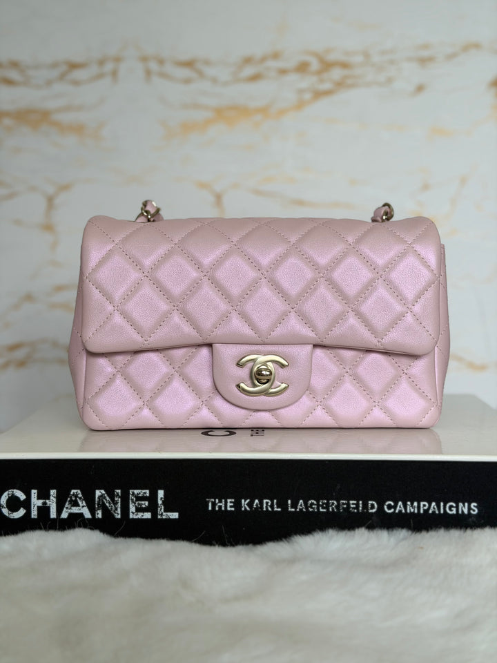 CHANEL 21S Light Pink Calf Skin LGHW Mini rectangular flap bag series 31 2021 *super rare*