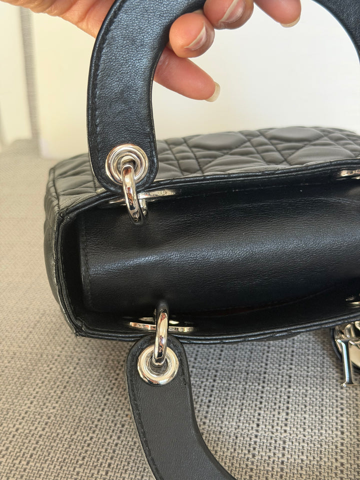 DIOR Lady Dior Mini Vintage Black Lambskin Silver hardware SHW 2006