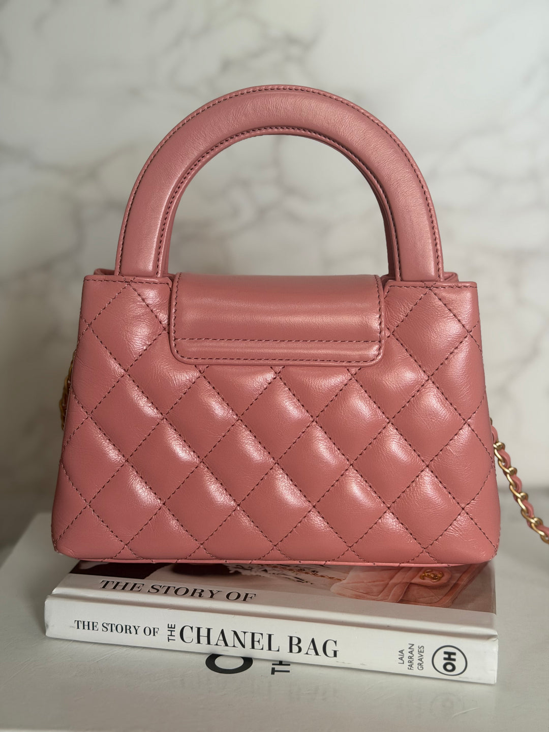 CHANEL Pink Calf skin aged GHW Kelly Shopping Tote Bag size Small 19 cms