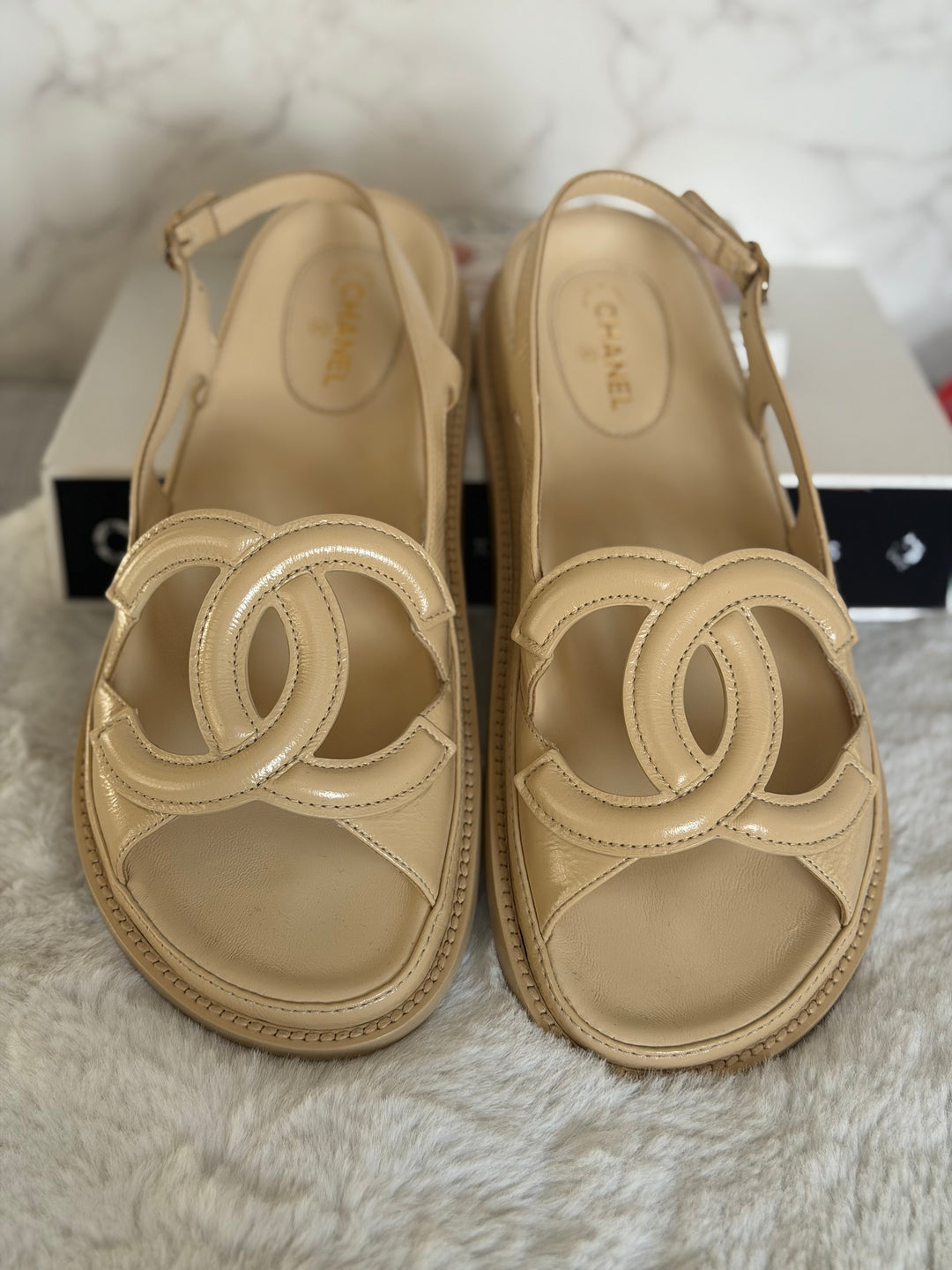 CHANEL Beige Dad’s Sandals 26B 2026 size EU 39