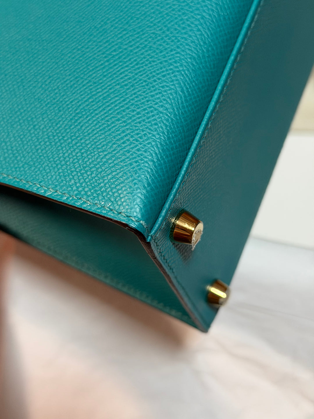 Hermes Kelly 28 Sellier Epsom Leather SO Bleu Paon GHW Stamp D 2019
