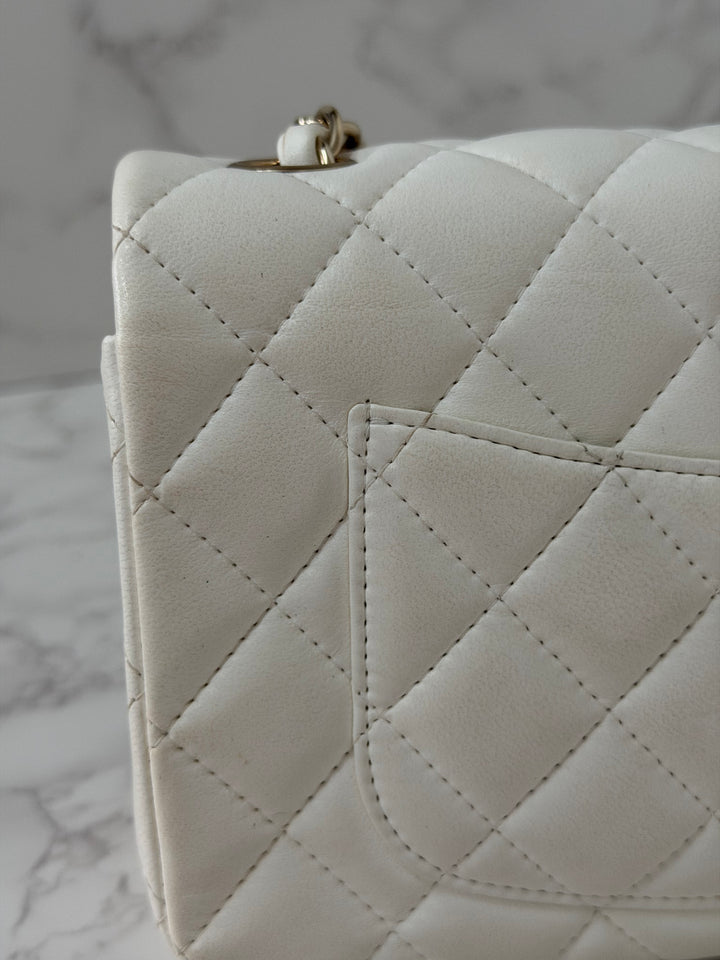 CHANEL series 23 2016 White Lambskin LGHW Mini Rectangular Flap Bag