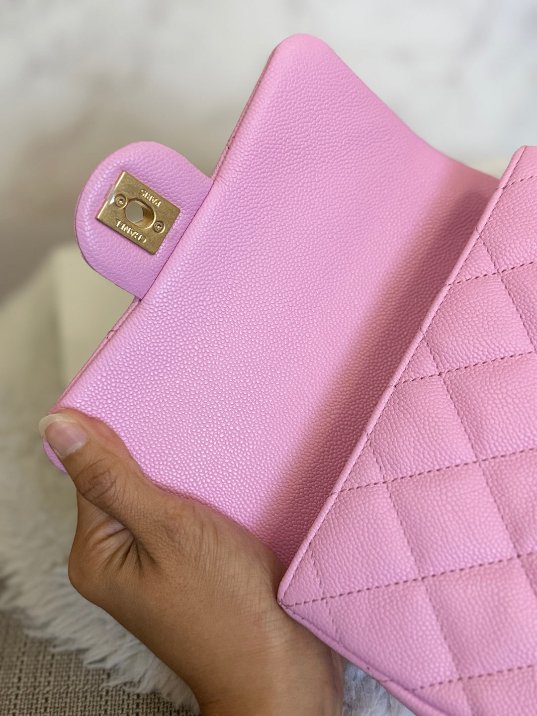 CHANEL 23P Mauve Pink Caviar Heart Adjustable Chain Aged GHW Mini Flap Bag 2023