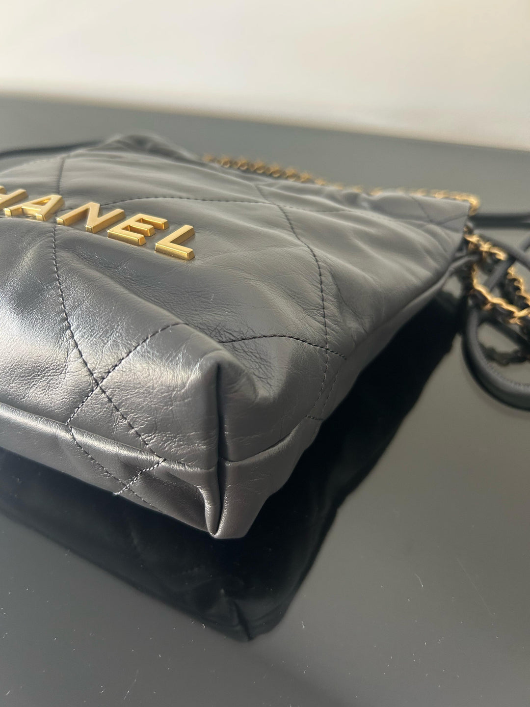 Chanel 22 size Mini in Grey 2022 GHW Hobo bag