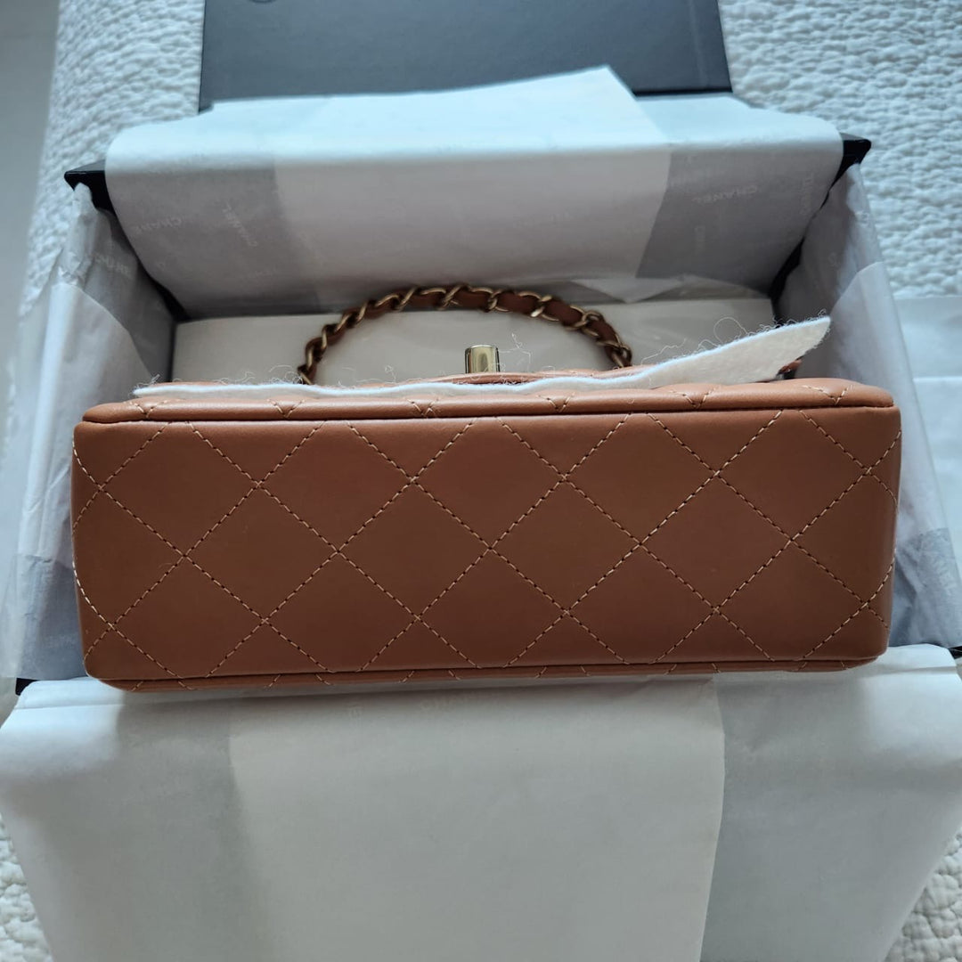 CHANEL series 31 21P collection Caramel Brown Lambskin LGHW Mini Rectangular Flap Bag