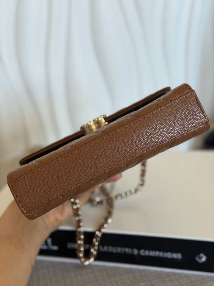 CHANEL 26P Brown Caviar LGHW Top Handle Vanity