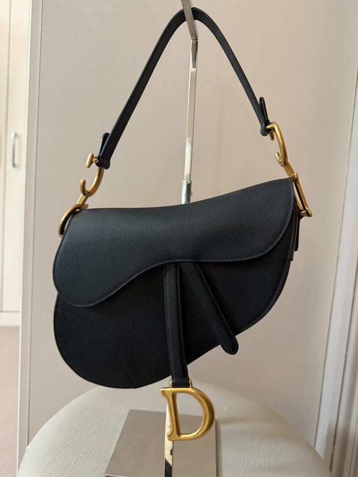 DIOR Saddle Flap Bag GHW Size Medium with Guitar Strap 2020