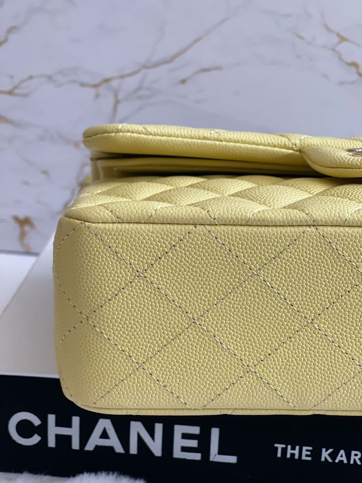 Chanel 20S 2020 Spring/Summer Collection Yellow Caviar LGHW Small Timeless Classic Double Flap Bag