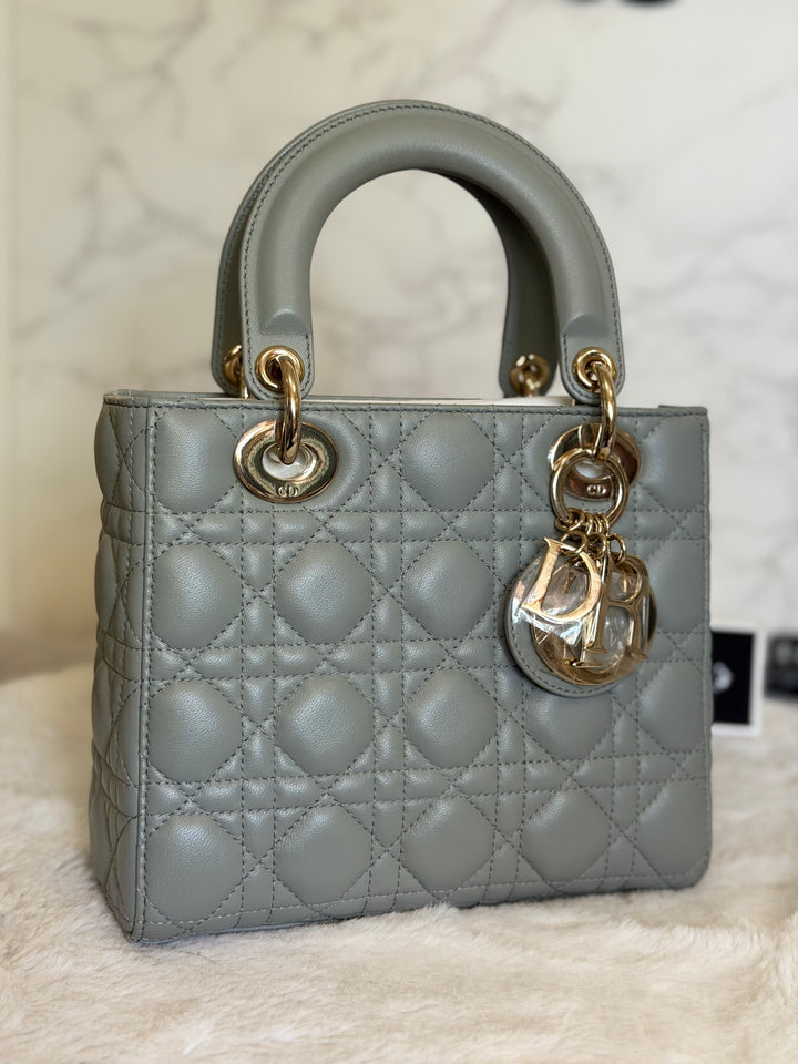 DIOR Lady Dior Grey Lambskin ABCDior size Small 2022 LGHW