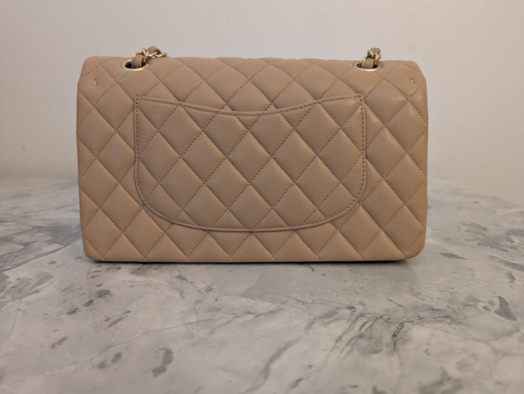 CHANEL series 28 19B collection Dark Beige Caviar LGHW Medium M/L Timeless Classic Double Flap Bag 11.12