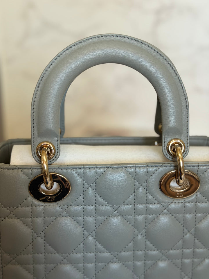 DIOR Lady Dior Grey Lambskin ABCDior size Small 2022 LGHW