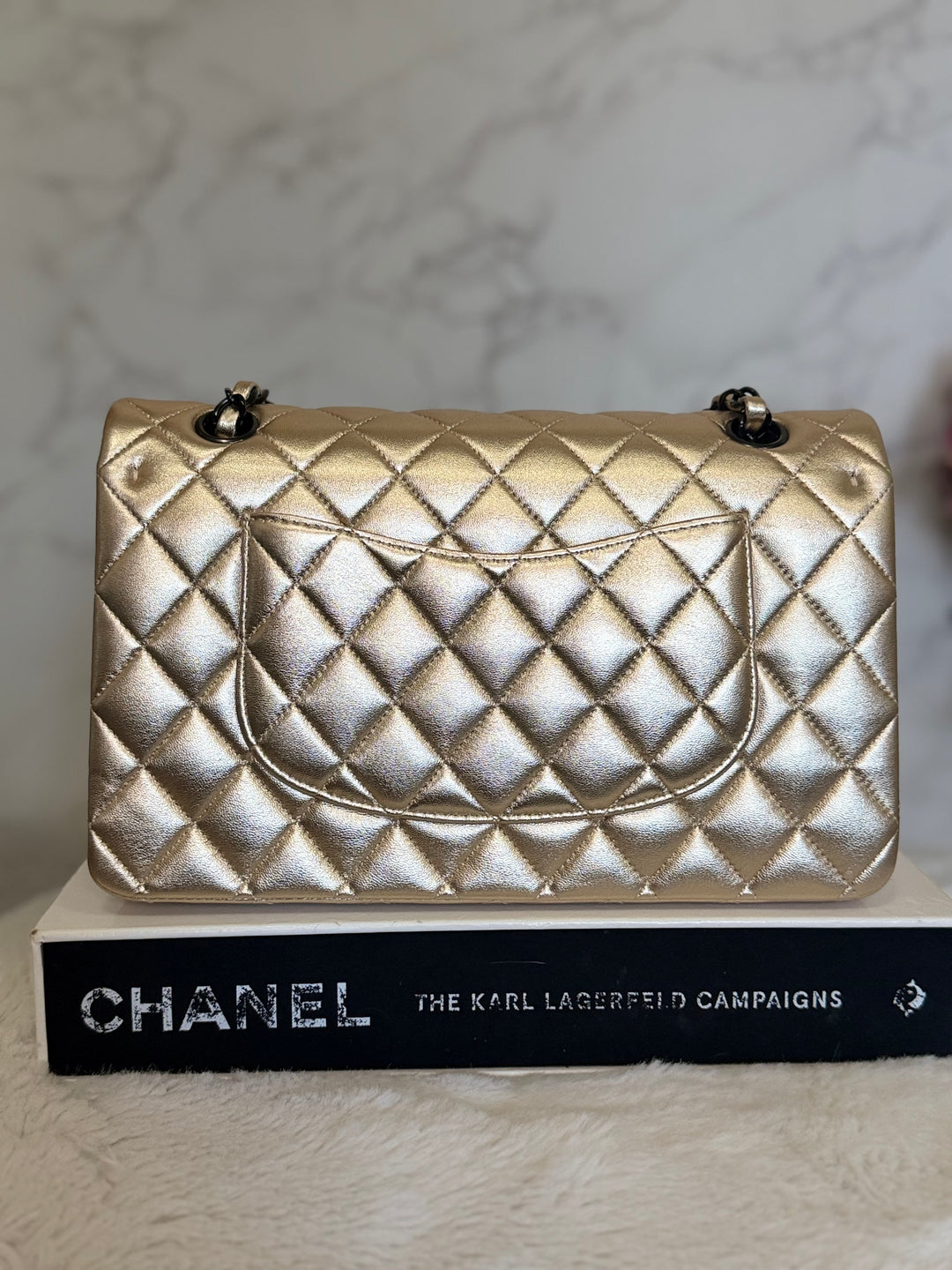 CHANEL series 31 Gold Metallic Lambskin So Black Hardware Medium ML timeless Classic Double Flap Bag 2020/2021