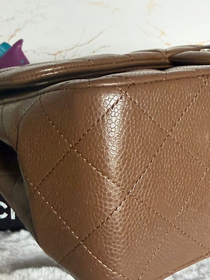 CHANEL series 15 Brown Caviar SHW Jumbo Classic Double Flap Bag 2011