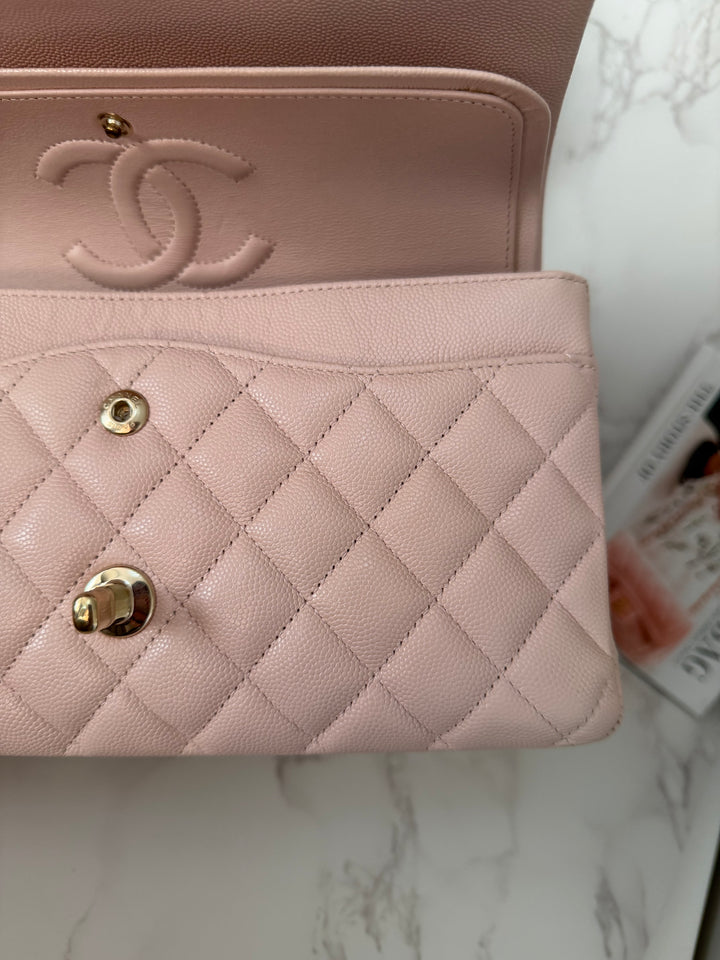 CHANEL 21C 2021 Rose Clair Caviar LGHW Medium ML 11.12 Timeless Classic Double Flap Bag