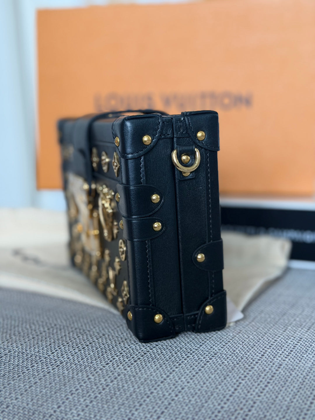 LOUIS VUITTON LV Petite Malle in Metal Black and Gold