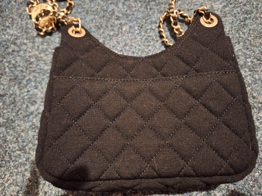 CHANEL Jersey Wavy Hobo Bag with Aged GHW Size Small