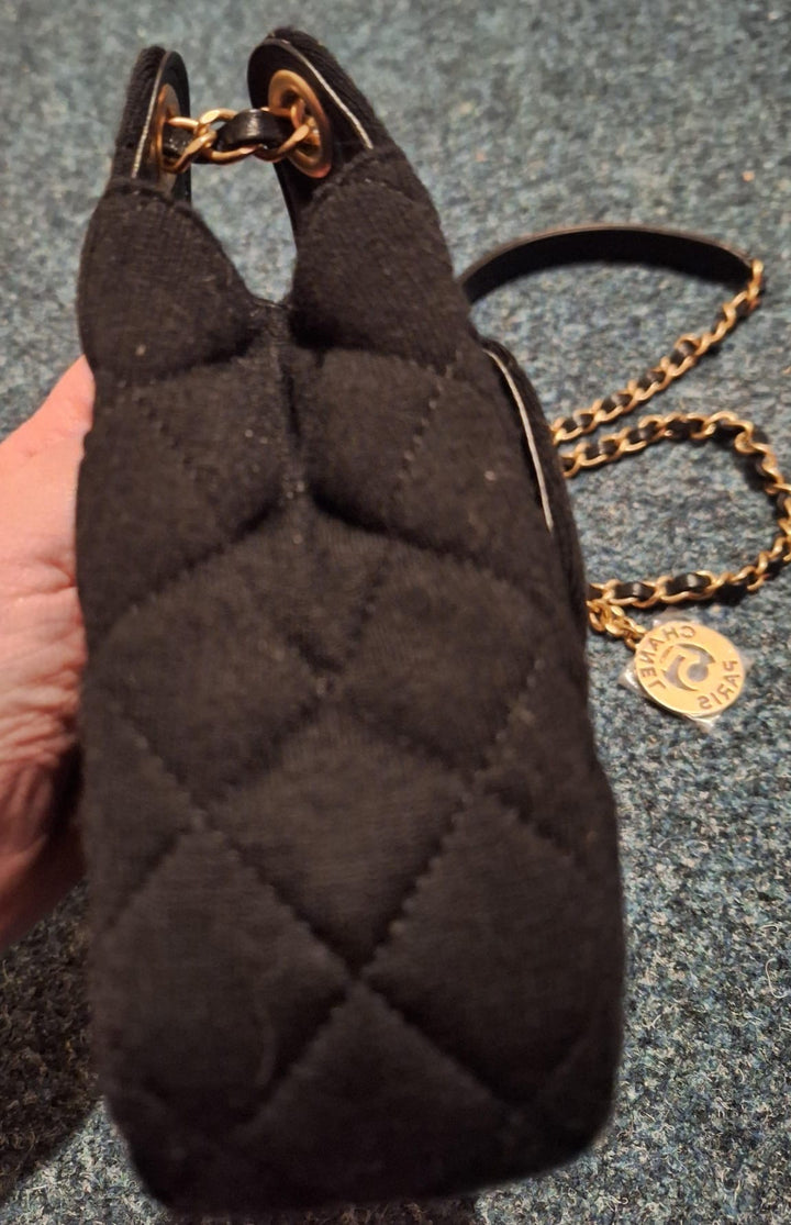 CHANEL Jersey Wavy Hobo Bag with Aged GHW Size Small