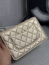 Load image into Gallery viewer, Chanel 21P 2021 Pre Spring/Summer Collection series 31 Iridescent Gold Lambskin Champagne GHW Classic Wallet on Chain (WOC)
