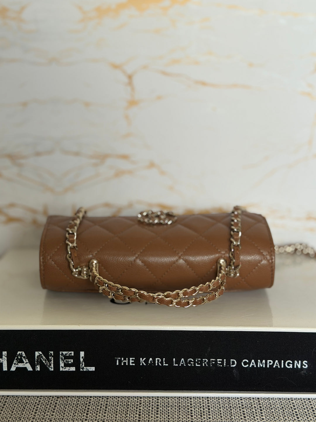 CHANEL 26P Brown Caviar LGHW Top Handle Vanity Clutch with Chain 2026