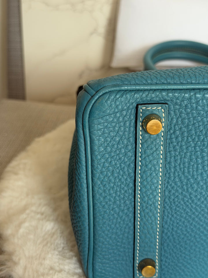 HERMÈS Bleu Jean Togo Leather GHW Birkin 30 Stamp H in Sq 2004