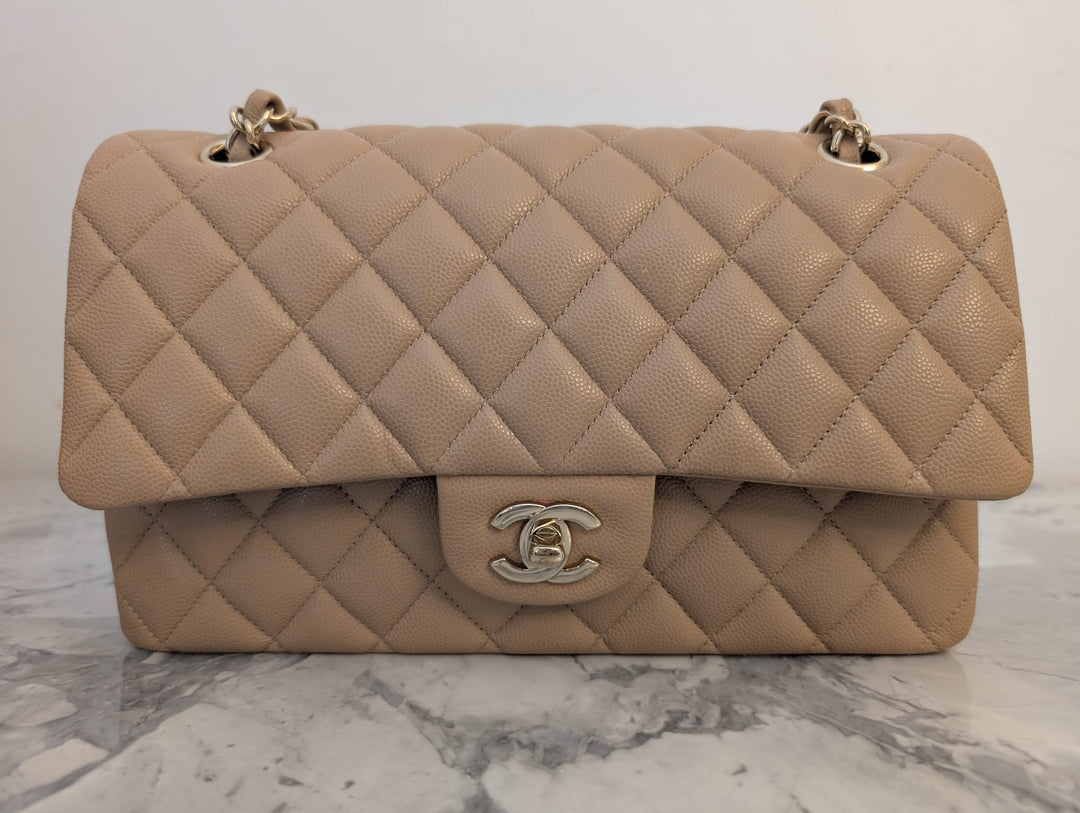 CHANEL series 28 19B collection Dark Beige Caviar LGHW Medium M/L Timeless Classic Double Flap Bag 11.12