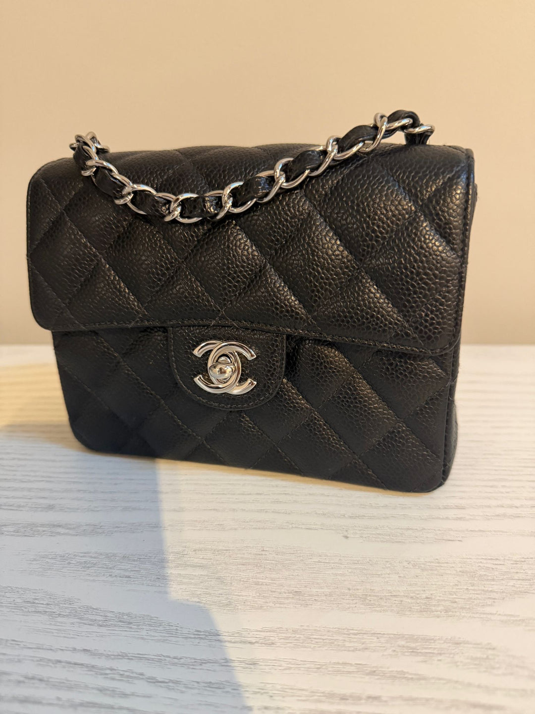 CHANEL series 9 Black Caviar SHW Vintage Mini Flap Bag