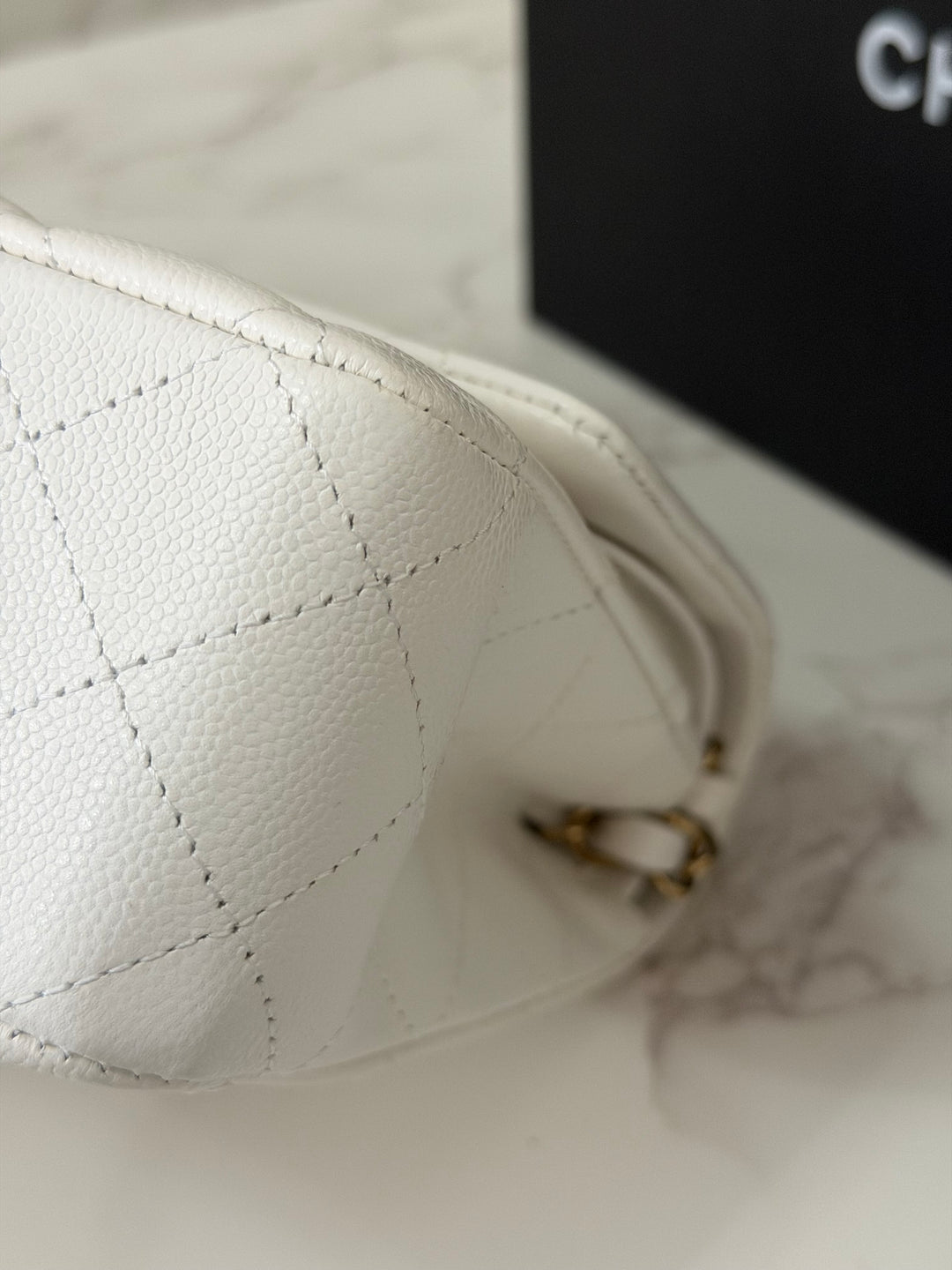 CHANEL 2023 White Caviar LGHW Medium ML Timeless Classic Double Flap Bag