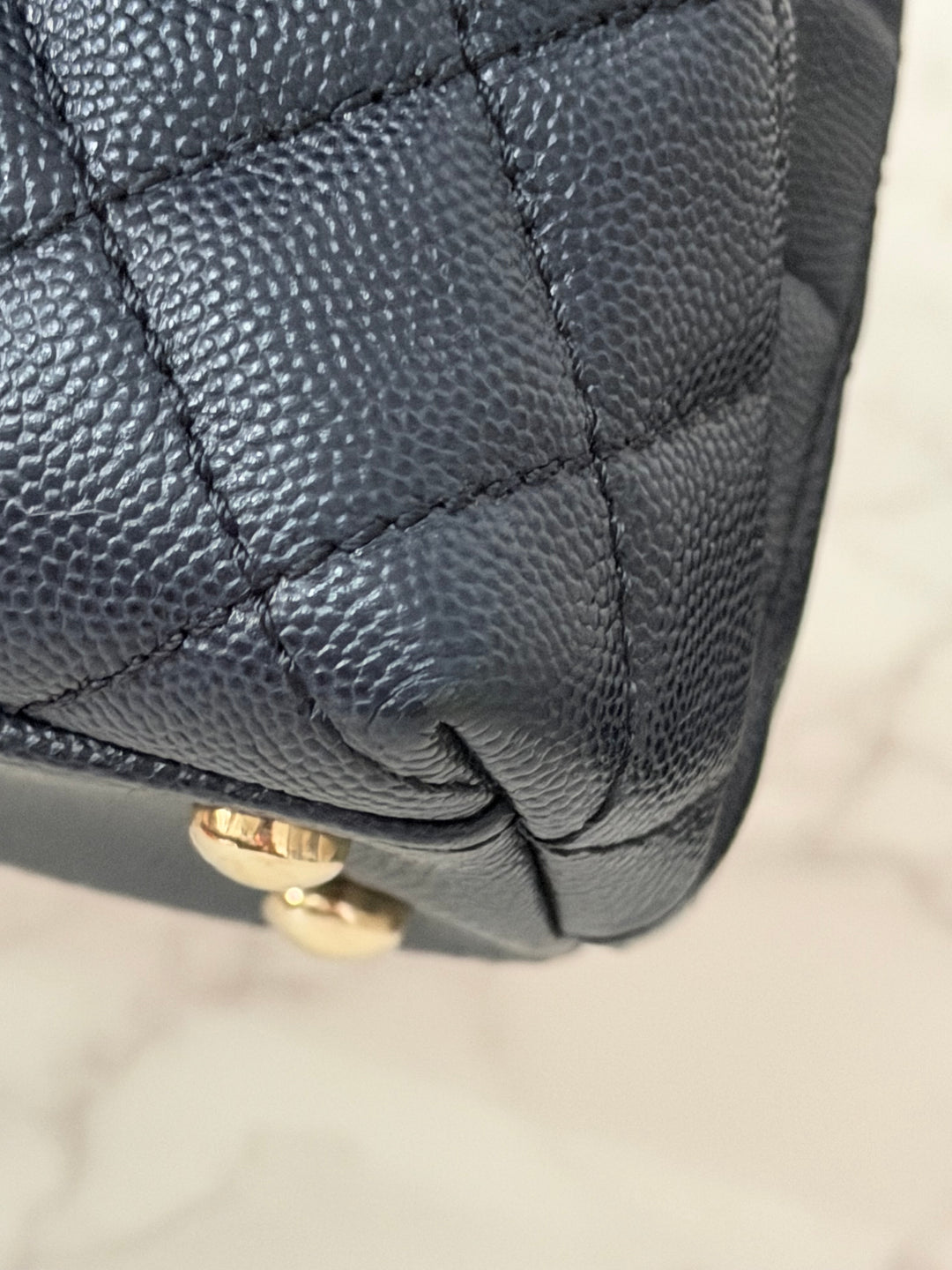 CHANEL series 30 2020 Navy Blue Caviar LGHW Small Coco Handle Flap Bag with Detachable Strap