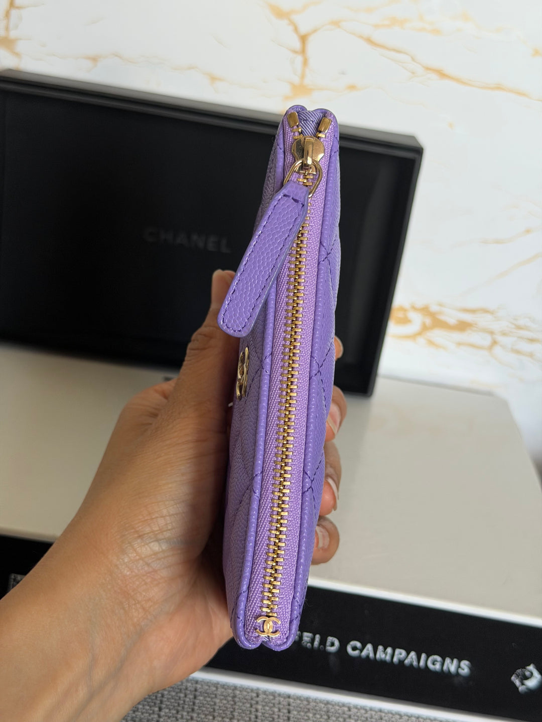 CHANEL series 28 20S purple caviar LGHW Mini O Case Pouch 15 cms