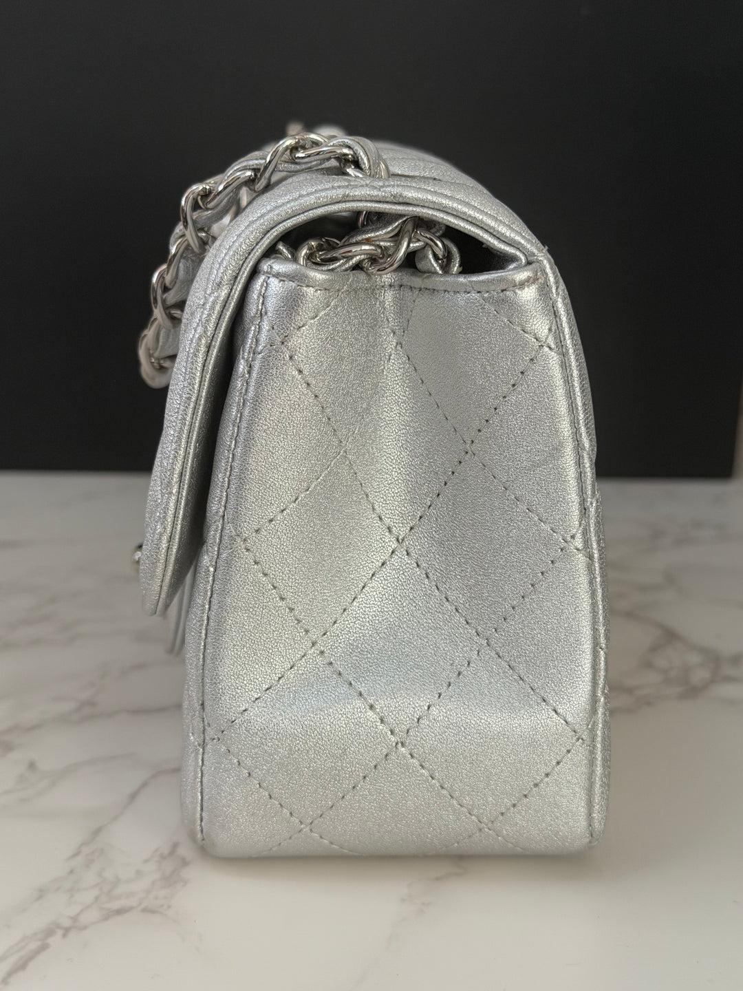 Chanel Series 31 21P Collection Iridescent Silver lambskin SHW Square Mini Flap Bag 2021