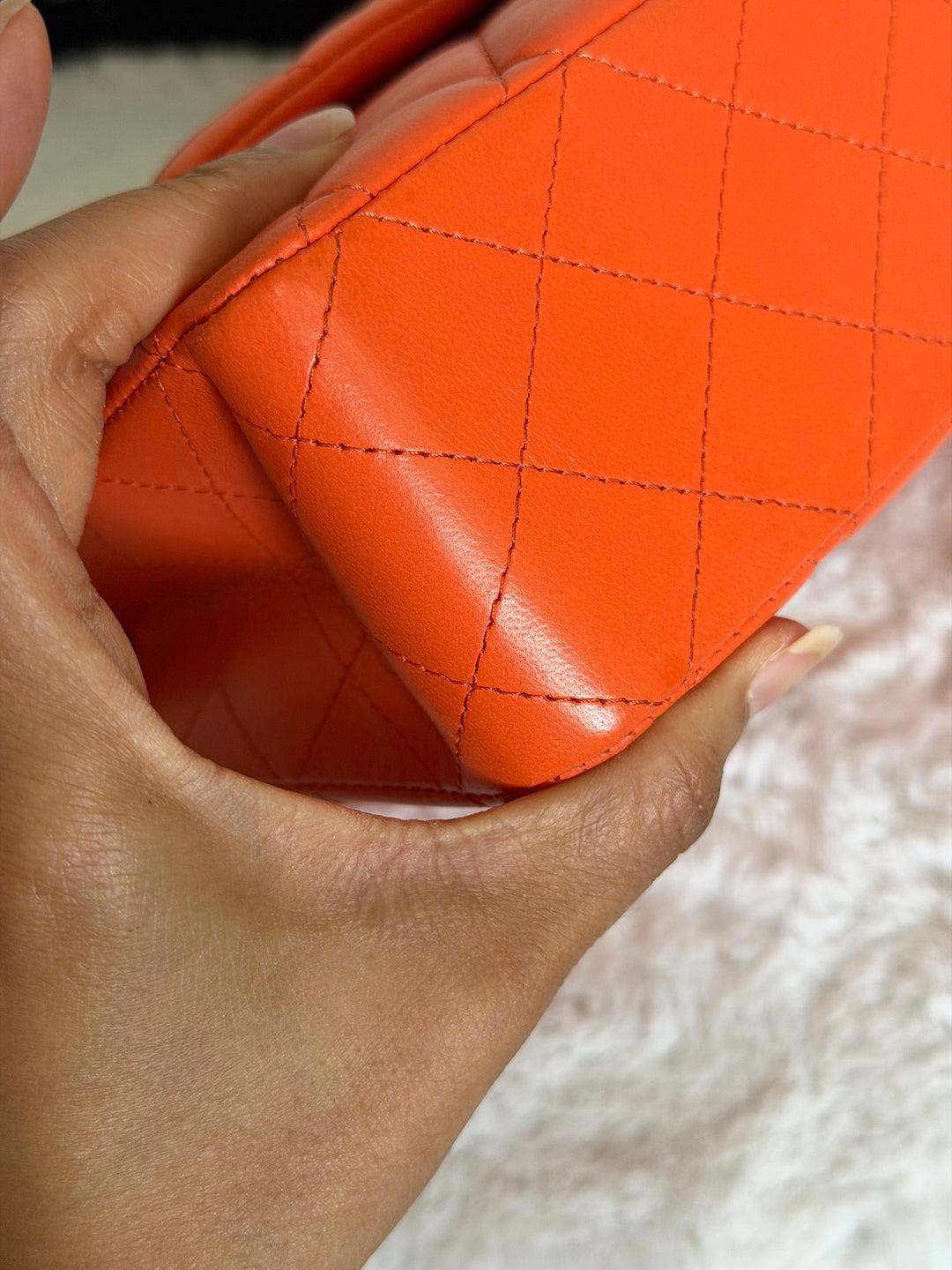CHANEL 20S Orange Lambskin LGHW Medium ML Timeless Classic Double Flap Bag
