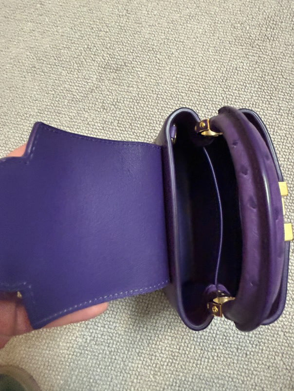 LOUIS VUITTON LV Mini Capucines LGHW Amethyst Ostrich Leather with detachable strap