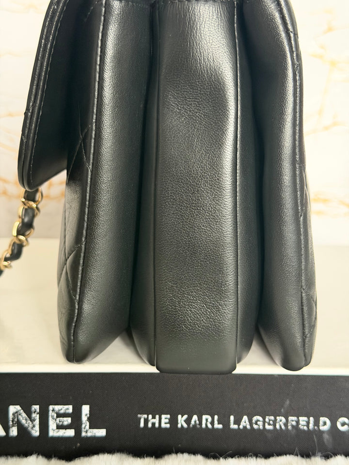 CHANEL Black Lambskin LGHW Trendy CC Flap Bag size SMALL with Non detachable Shoulder strap 2023