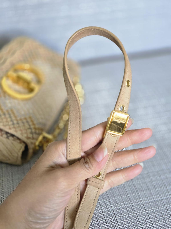 DIOR Cannage Woven Raffia and Suede in Beige GHW size SMALL