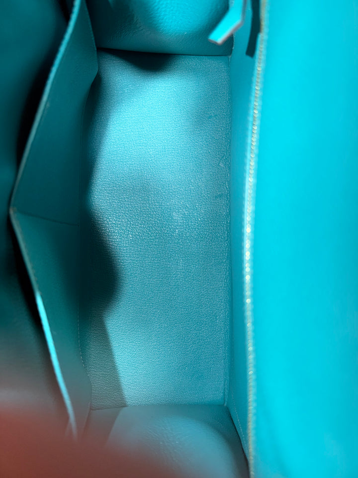 Hermes Kelly 28 Sellier Epsom Leather SO Bleu Paon GHW Stamp D 2019