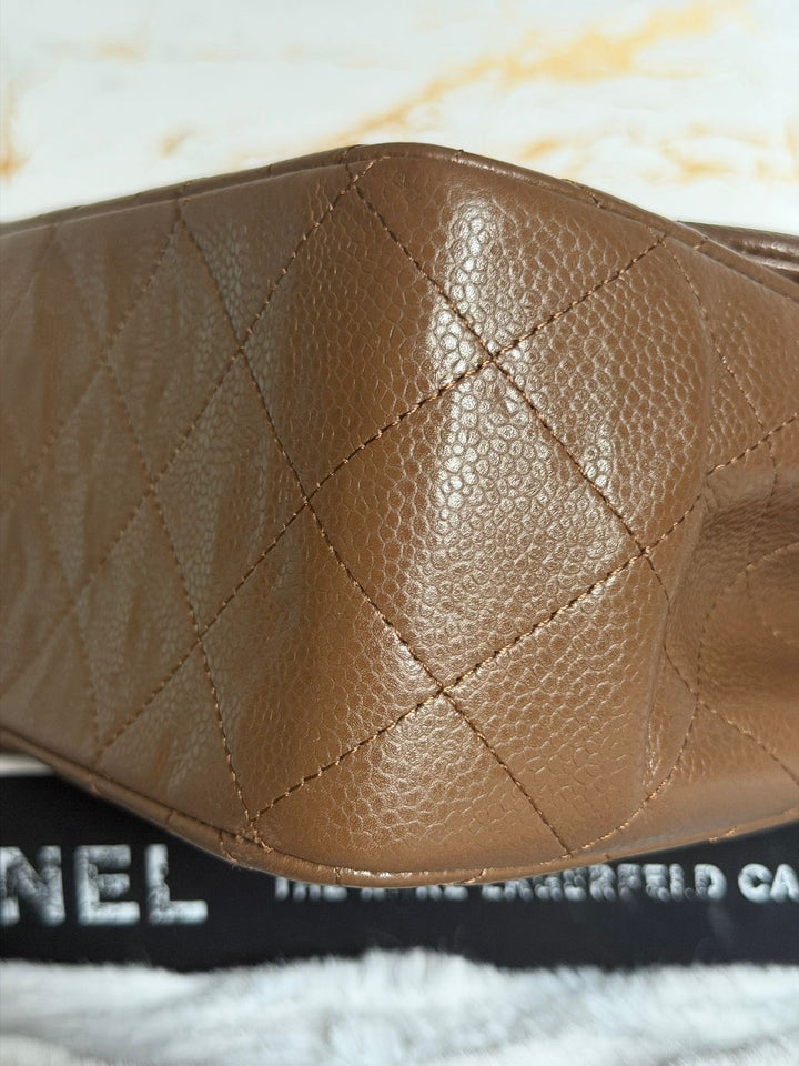 CHANEL series 15 Brown Caviar SHW Jumbo Classic Double Flap Bag 2011