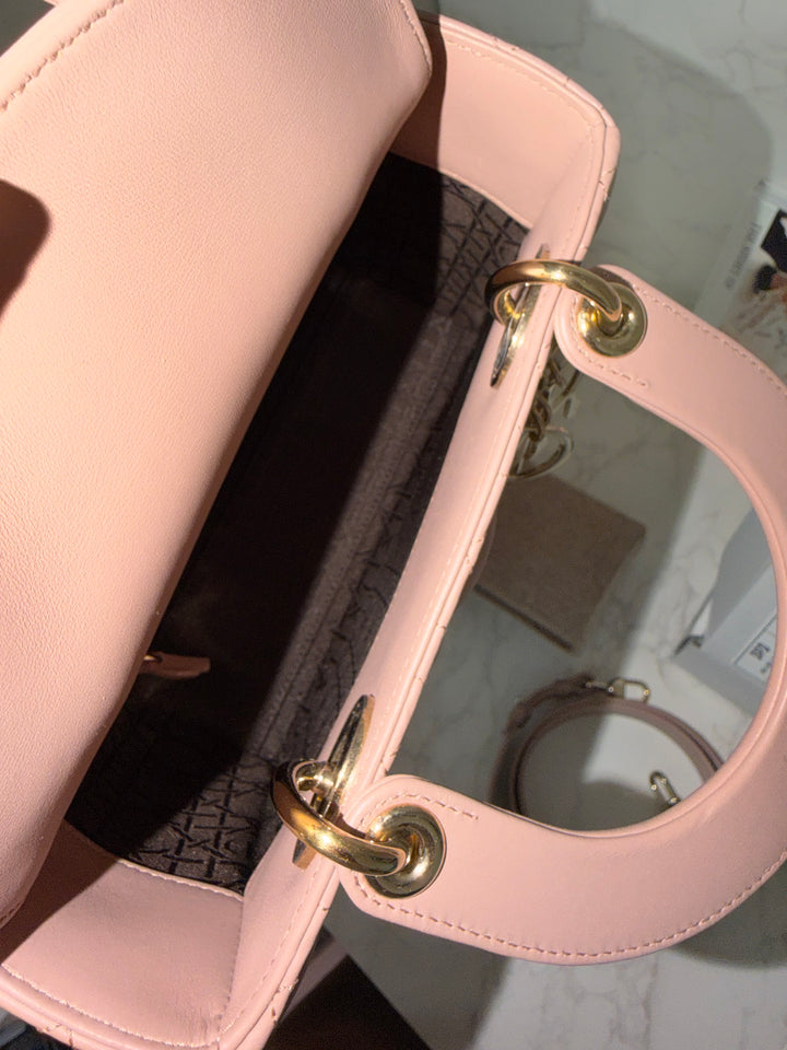 DIOR Lady Dior In Blush Lambskin LGHW size SMALL 2020