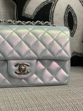 Load image into Gallery viewer, Chanel 21K collection 2021 Iridescent Light Blue Calf skin SHW Mini Rectangular Flap Bag
