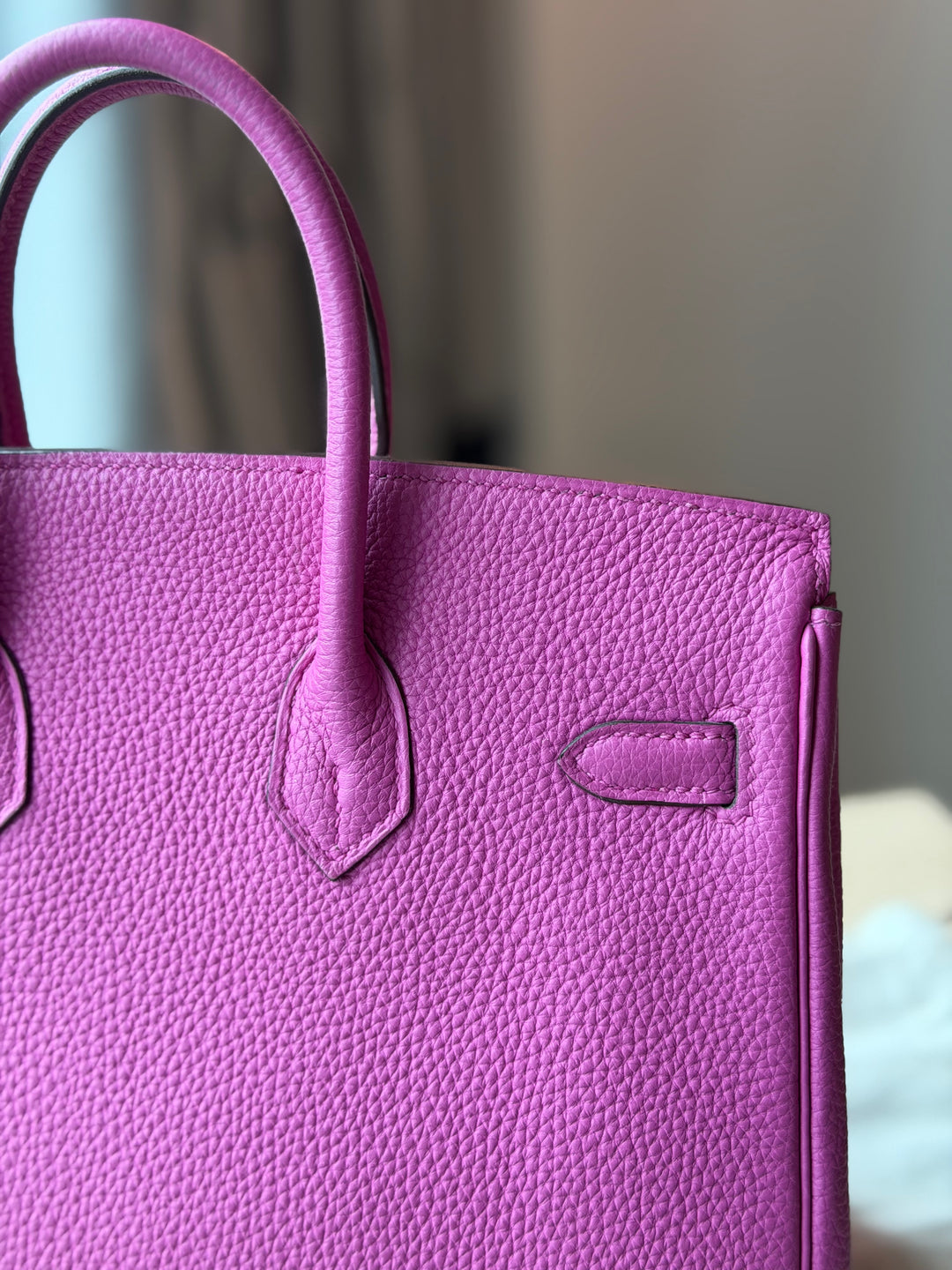 HERMÈS Rose Pourpre Togo Leather PHW Birkin 25 stamp C 2017