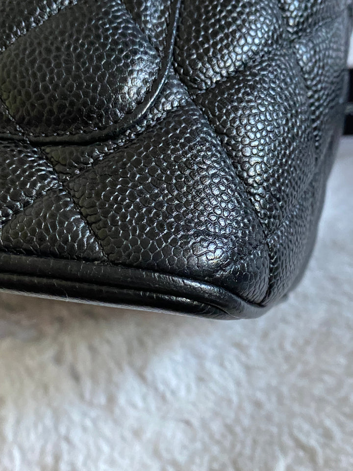 Chanel series 7 Vintage 2002-2003 Black Caviar GHW Medallion Tote Bag