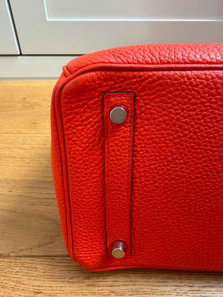 HERMÈS Orange Togo Leather PHW Birkin 30 Stamp X 2016