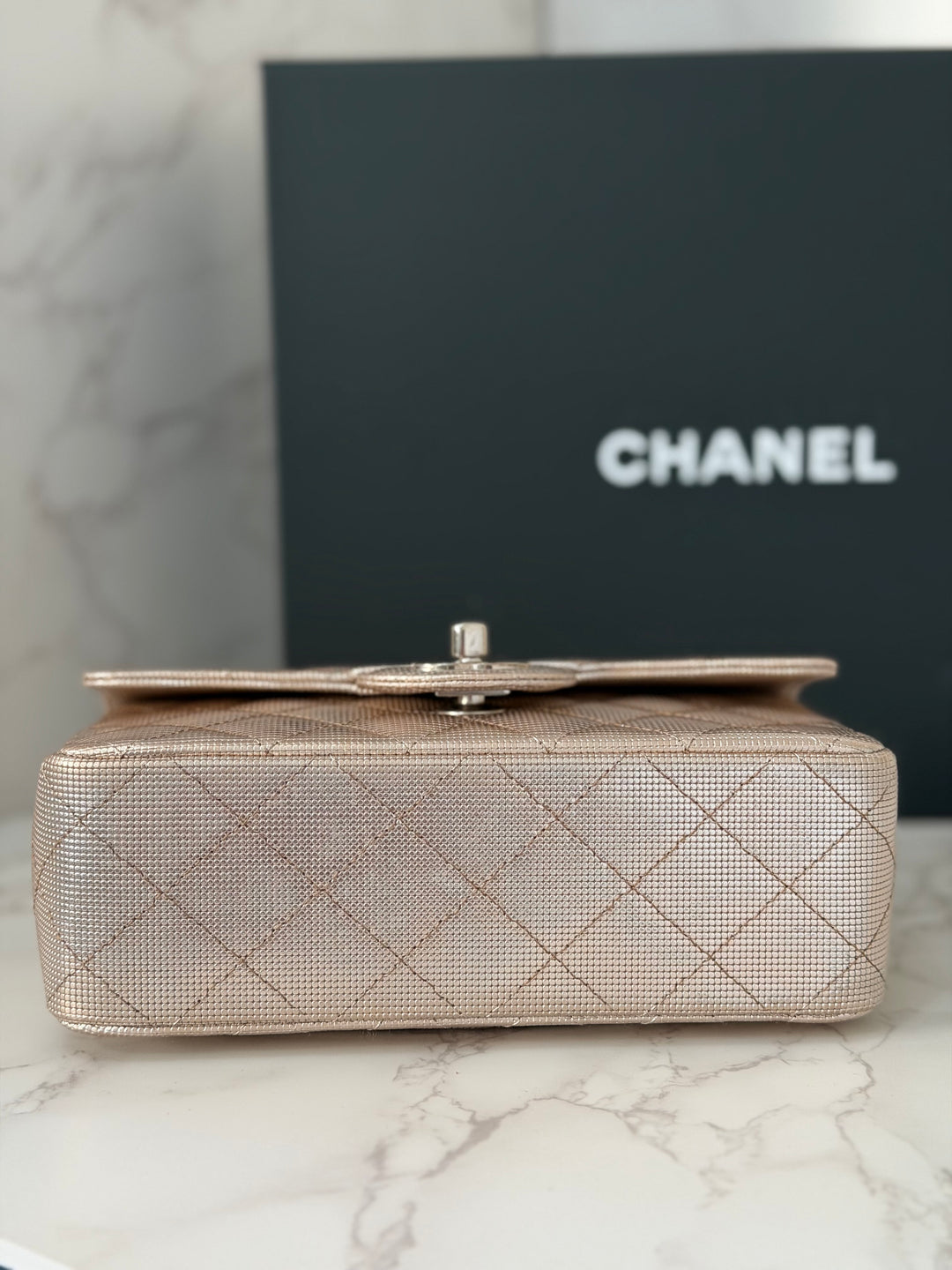 CHANEL series 21 16C 2016 Pixel Pinky Gold Calf Skin SHW Mini Rectangular Flap Bag