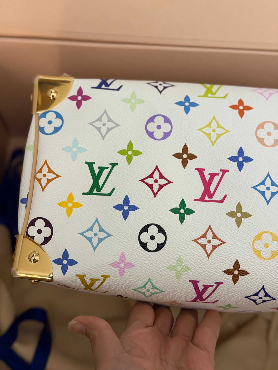 LOUIS VUITTON LV TM x LV Takashi Murakami Blanc White Multicolored Monogram canvas Speedy Bandouliere 25
