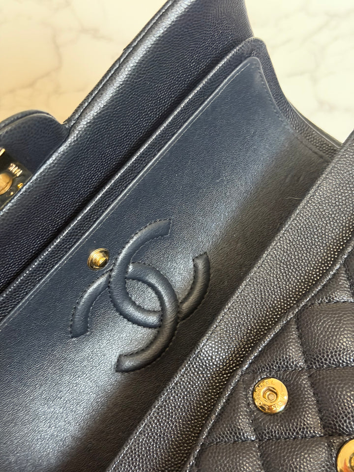 CHANEL series 31 Dark Navy Caviar LGHW Small Timeless Classic Double Flap Bag 2020/2021