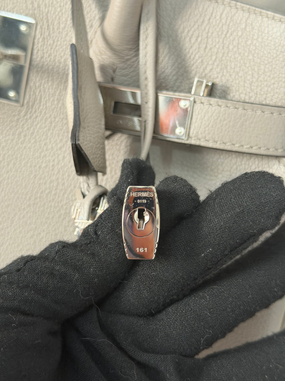 HERMES Gris Asphalt Leather Birkin 30 Bag Palladium Hardware Stamp D 2019