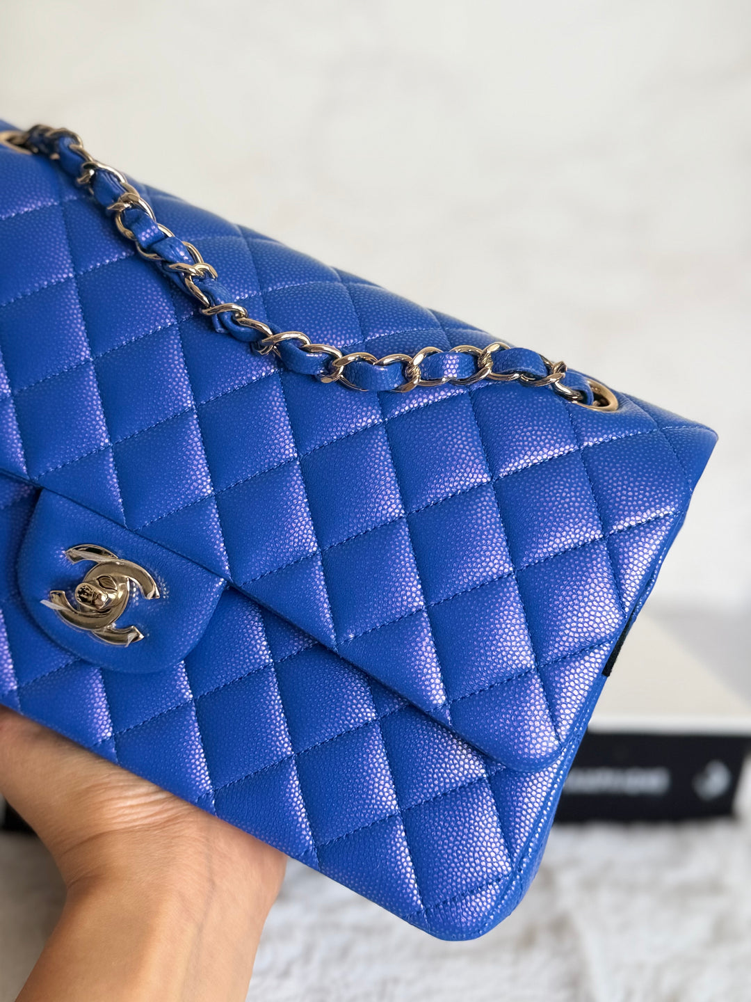 Chanel 21S series 31 Iridescent Electric Cobalt Blue Caviar LGHW Medium M/L timeless Classic double flap bag 2021